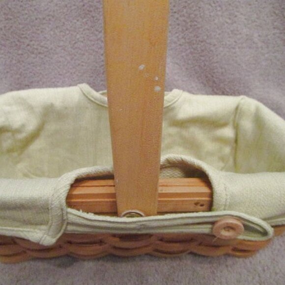 VINTAGE Taskets RENAISSANCE Woven Wood  BASKET With LINER Bread HANDLE Decor - Picture 6 of 11